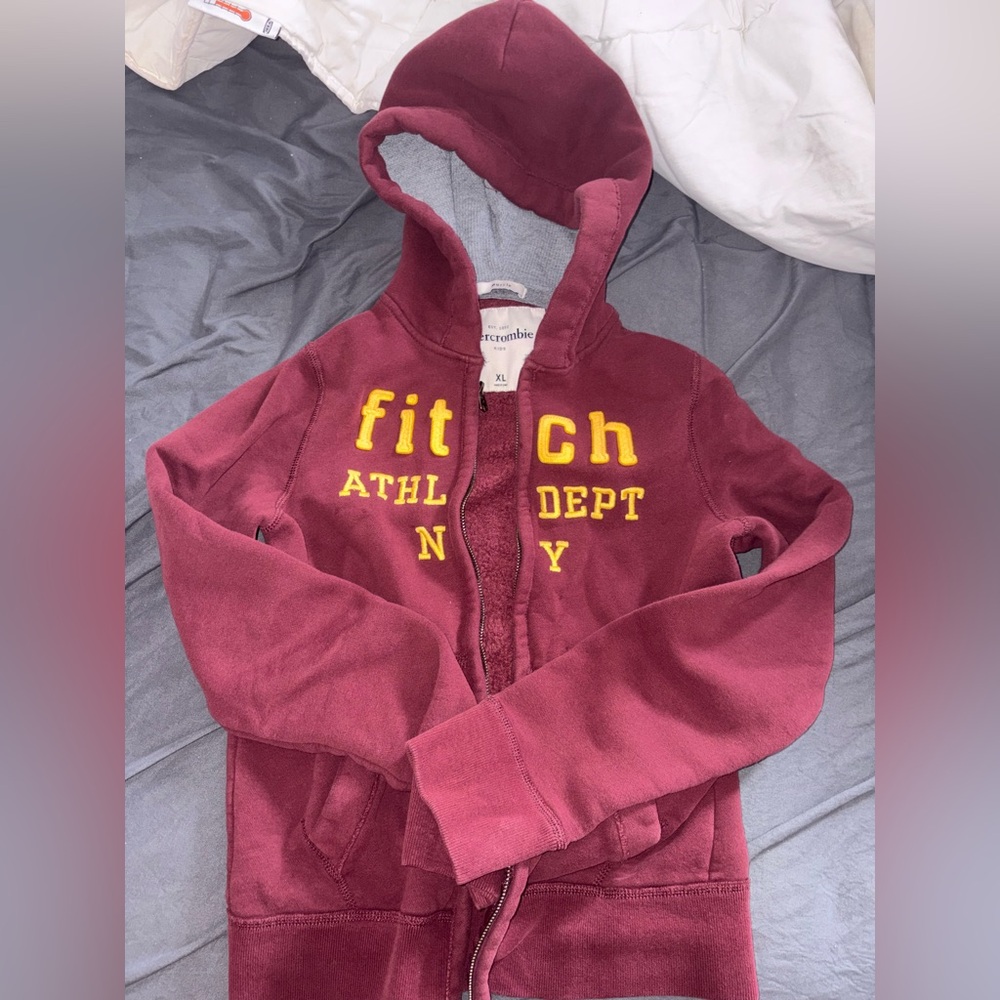 Abercrombie Burgundy Hooded Zip-Up Jacket